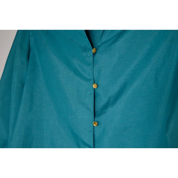 Vintage DeMura turquoise blouse button down size 10 - Picture 4 of 4